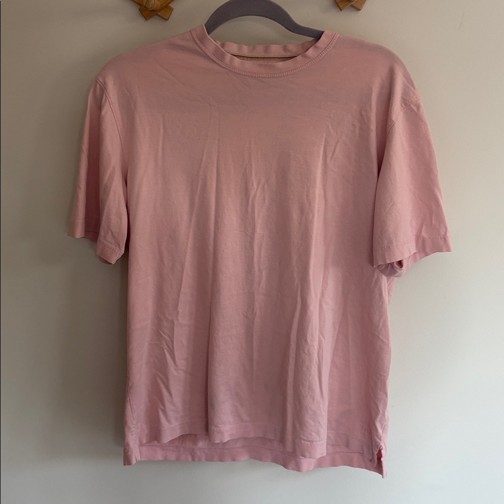 Left Coast Tee Shirt Mens Large Peach Classic Preppy Casual Pima Cotton *flaws*
